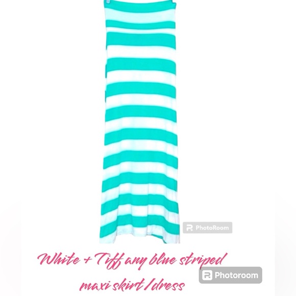 Nwot stiped maxi skirt size small. White and green stiped - Picture 2 of 4